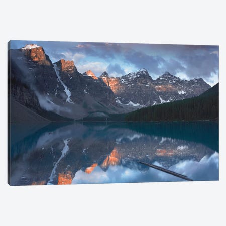 Wenkchemna Peaks Reflected In Moraine Lake, Valley Of Ten Peaks, Banff National Park, Alberta, Canada Canvas Print #TFI1142} by Tim Fitzharris Canvas Wall Art
