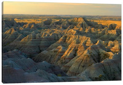 White River Overlook Showing Sandstone Striations And Erosional Features, Badlands National Park, South Dakota Canvas Art Print