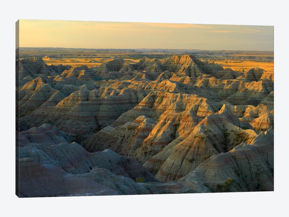 White River Overlook Showing Sandstone Striations And Erosional Features, Badlands National Park, South Dakota 1-piece Canvas Print