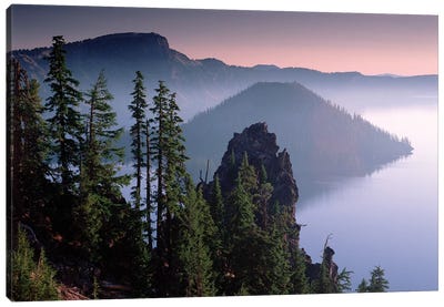 Wizard Island In The Center Of Crater Lake, Crater Lake National Park, Oregon Canvas Art Print - Crater Lake National Park