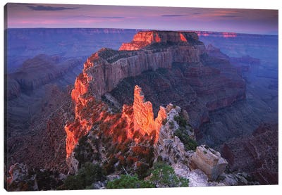 Wotans Throne At Sunrise From Cape Royal, Grand Canyon National Park, Arizona Canvas Art Print - Arizona Art