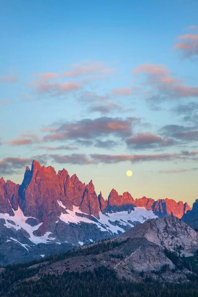 Sierra Nevada: Moon Over Peaks, Ritter Range, Sierra Nevada, California by Tim Fitzharris