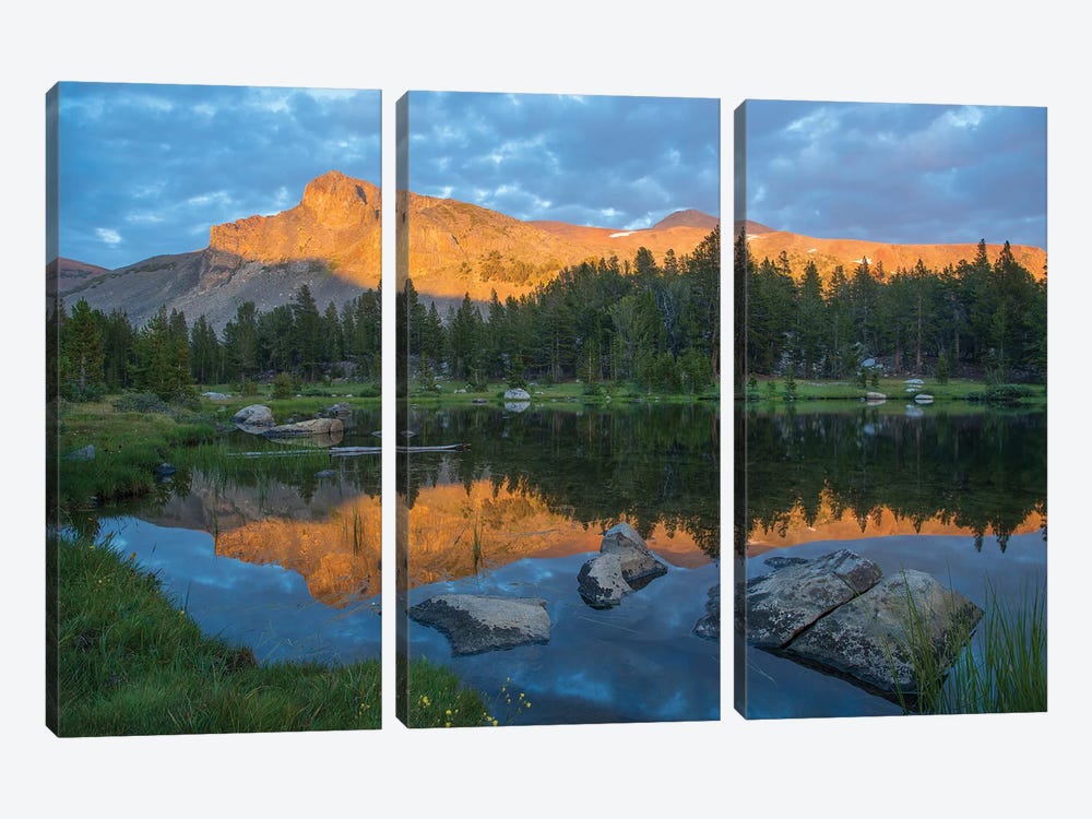 Mountain Reflected In Alpine Lake, Mount Dana, Tioga Pass, Sierra Nevada, Yosemite National Park, California by Tim Fitzharris 3-piece Canvas Wall Art