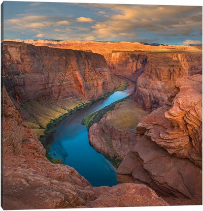 River In Canyon, Horseshoe Bend, Colorado River, Glen Canyon, Arizona Canvas Art Print - Desert Landscape Photography