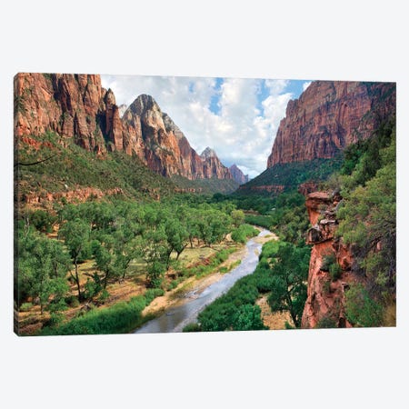 Looking out into the Zion Canyon and the Virgin River, Zion National Park, Utah Canvas Print #TFI1237} by Tim Fitzharris Canvas Art Print