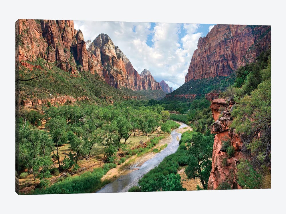 Looking out into the Zion Canyon and the Virgin River, Zion National Park, Utah by Tim Fitzharris 1-piece Canvas Art