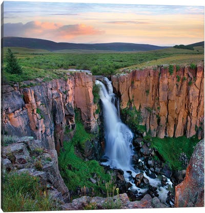 Sunset over the North Clear Creek Falls, Rio Grande National Forest, Colorado Canvas Art Print - Colorado Art