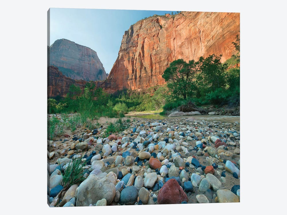 Angels Landing And Virgin River, Zion National Park, Utah by Tim Fitzharris 1-piece Canvas Print