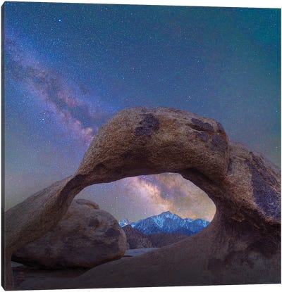 Arch And Milky Way, Alabama Hills, Sierra Nevada, California Canvas Art Print - Galaxy Art