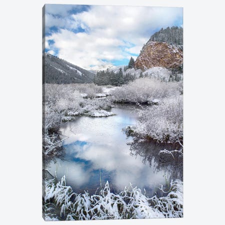 Boulder Mountains And Summit Creek Dusted With Snow, Idaho Canvas Print #TFI127} by Tim Fitzharris Canvas Wall Art