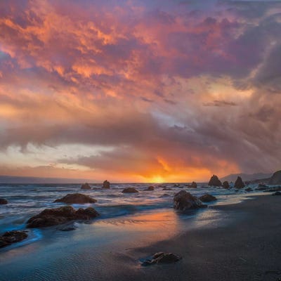 Coatal Sunset Near Arch Rock, California by Tim Fitzharris art print