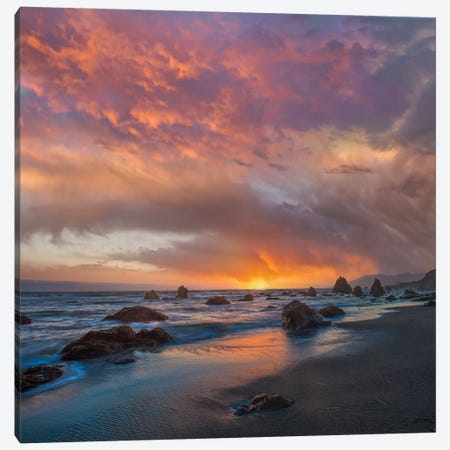 Coatal Sunset Near Arch Rock, California Canvas Print #TFI1290} by Tim Fitzharris Canvas Wall Art