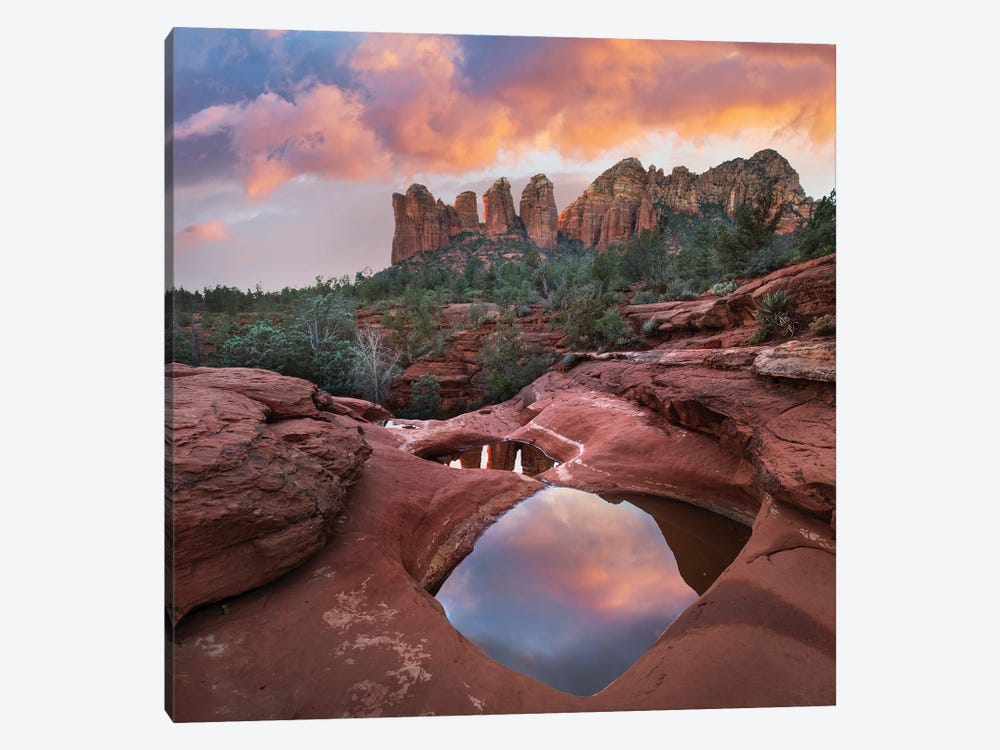 Coffee Pot Rock And The Seven Sacred Pools At Sunset, Near Sedona, Arizona by Tim Fitzharris 1-piece Canvas Art Print