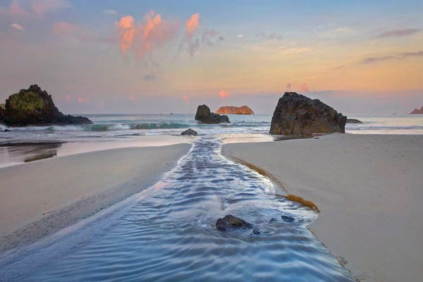 Rocky Beaches: Creek Flowing Into Ocean, Playa Espadilla Sur, Manuel Antonio Np, Costa Rica by Tim Fitzharris