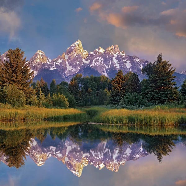 Snowy Mountains: Grand Tetons From Schwabacher Landing, Grand Teton National Park, Wyoming by Tim Fitzharris