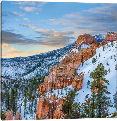 Hoodoos In Winter, Bryce Canyon National Park, Utah Canvas Art Print - Bryce Canyon National Park Art