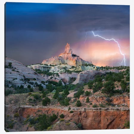 Lightning At Church Rock, Red Rock State Park, New Mexico Canvas Print #TFI1353} by Tim Fitzharris Canvas Art Print