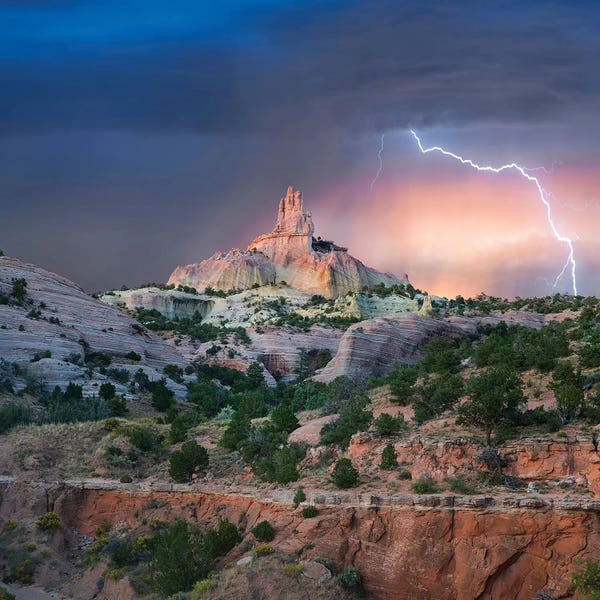 New Mexico: Lightning At Church Rock, Red Rock State Park, New Mexico by Tim Fitzharris
