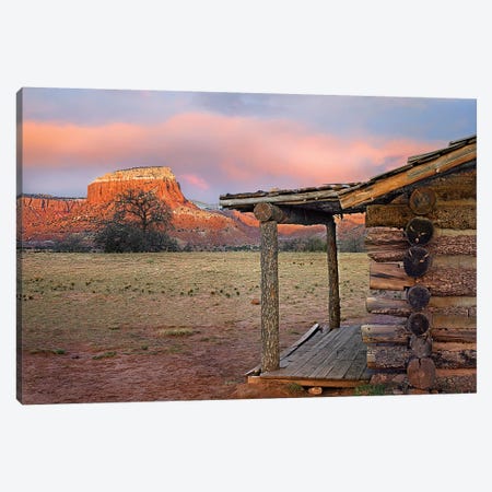 Log Cabin, Kitchen Mesa, Ghost Ranch, New Mexico Canvas Print #TFI1355} by Tim Fitzharris Canvas Wall Art