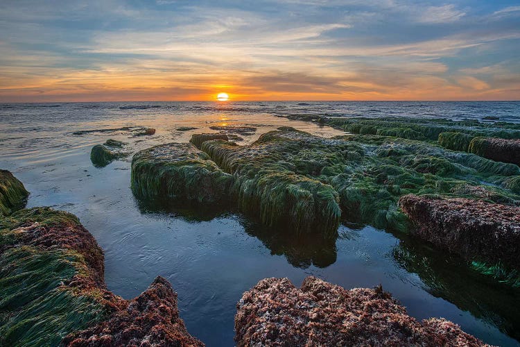 Low Tide Sunset Over Intertidal Zone, La Jolla Cove, San Diego, California