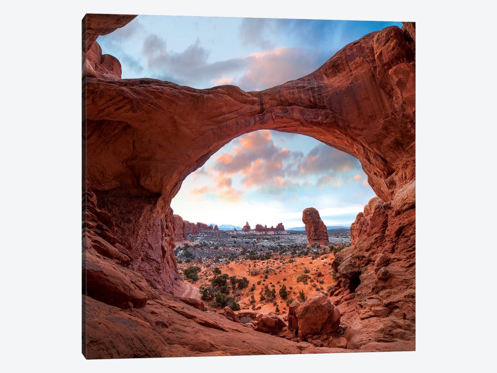 The Windows Section From Double Arch At Sunrise, Arches National Park, Utah by Tim Fitzharris 1-piece Art Print