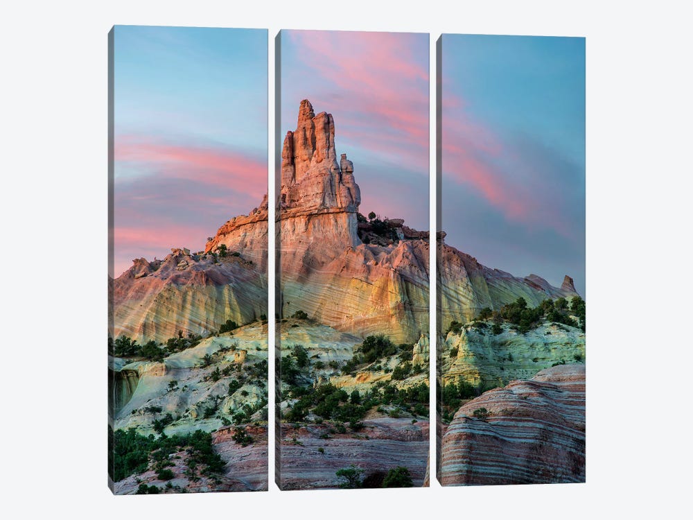 Twilight At Church Rock, Red Rock State Park, New Mexico by Tim Fitzharris 3-piece Canvas Art Print