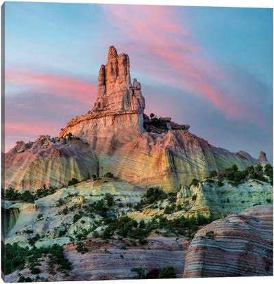 Twilight At Church Rock, Red Rock State Park, New Mexico Canvas Art Print - Rock Art