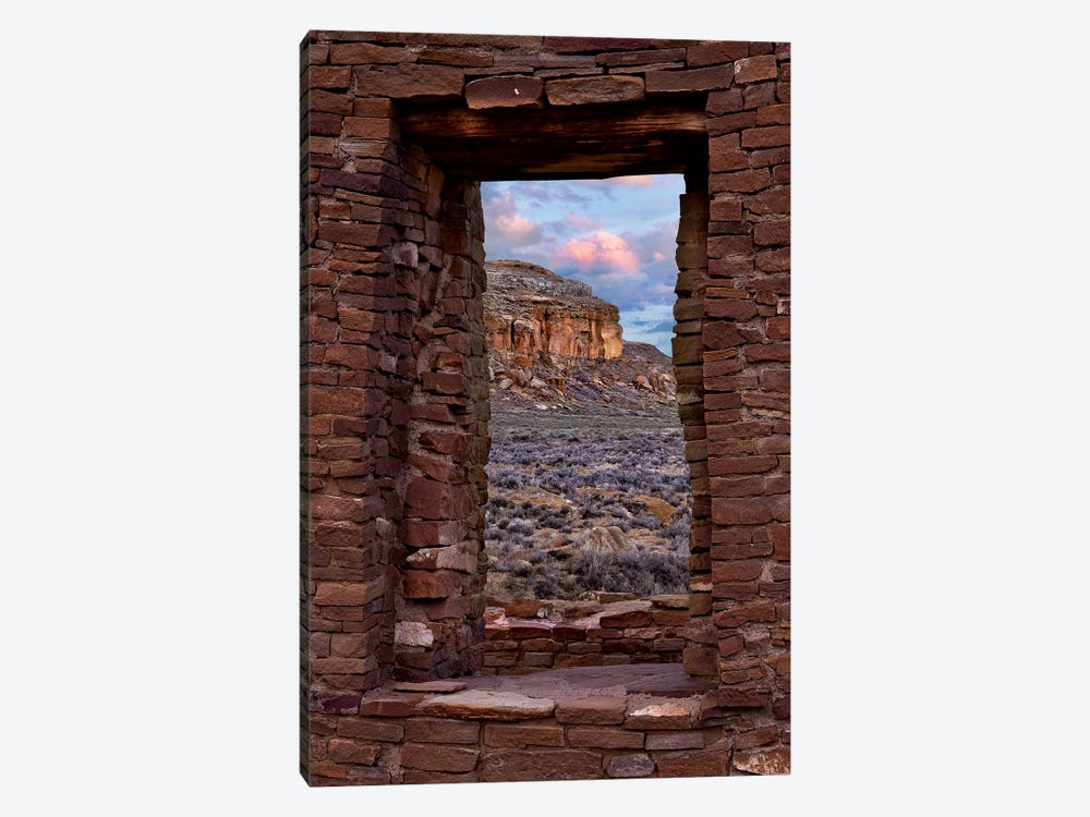 Window On South Mesa, Pueblo Del Arroyo, Chaco Culture National Historical Park, New Mexico by Tim Fitzharris 1-piece Canvas Art Print