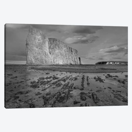Coastline and Perce Rock limestone formation at low tide, Quebec, Canada Canvas Print #TFI1575} by Tim Fitzharris Canvas Wall Art