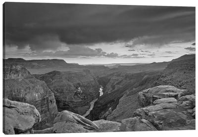 Colorado River under stormy sky seen from the Toroweap Overlook, Grand Canyon National Park, Arizona Canvas Art Print - Grand Canyon National Park Art