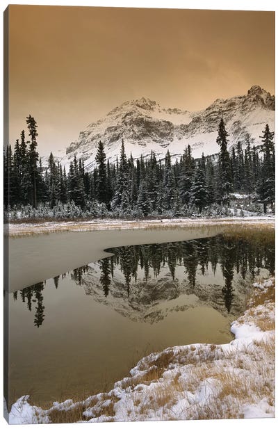 Canadian Rocky Mountains Dusted In Snow, Banff National Park, Alberta, Canada Canvas Art Print - Snowscape Art
