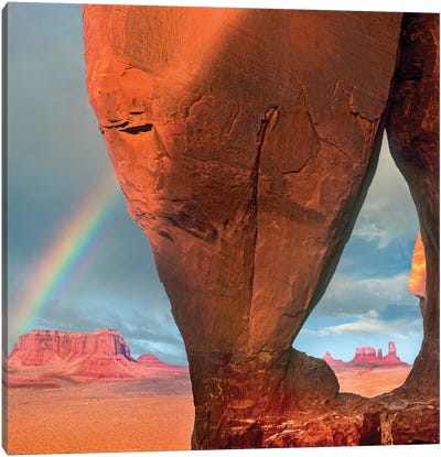 Rainbow Near Teardrop Arch And Monument Valley, Arizona Canvas Art Print - Rainbow Art