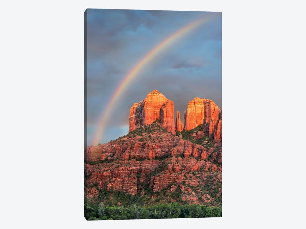 Rainbow Over Rock formation, Cathedral Rock, Coconino National Forest, Arizona by Tim Fitzharris 1-piece Canvas Art