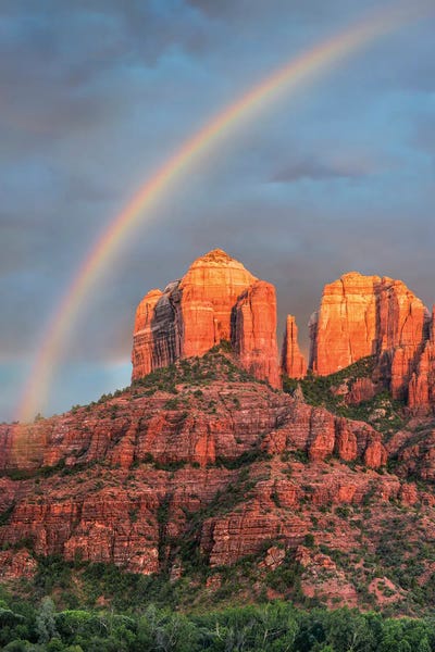 Minden Pictures: Rainbow Over Rock formation, Cathedral Rock, Coconino National Forest, Arizona by Tim Fitzharris
