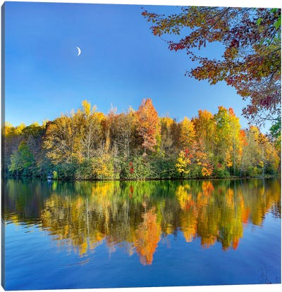 Autumn On Price Lake, Blue Ridge Parkway, North Carolina Canvas Art Print - North Carolina Art
