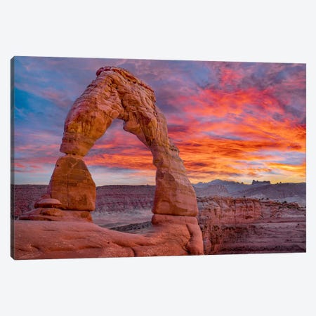 Delicate Arch At Sunset, Arches National Park, Utah Canvas Print #TFI1936} by Tim Fitzharris Canvas Artwork