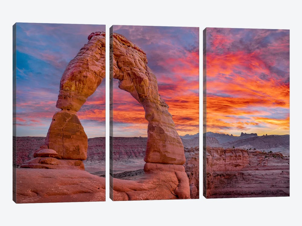 Delicate Arch At Sunset, Arches National Park, Utah by Tim Fitzharris 3-piece Canvas Artwork