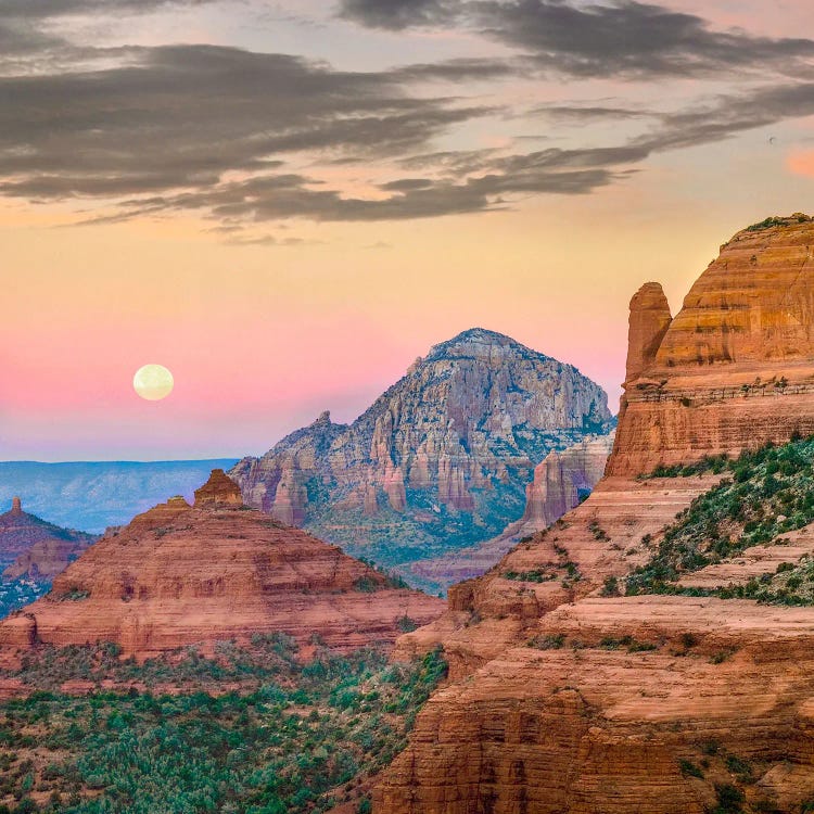 Full Moon Over Schnebly Hill, Arizona, Digital Composite