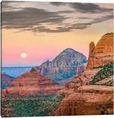 Full Moon Over Schnebly Hill, Arizona, Digital Composite Canvas Art Print - Tim Fitzharris