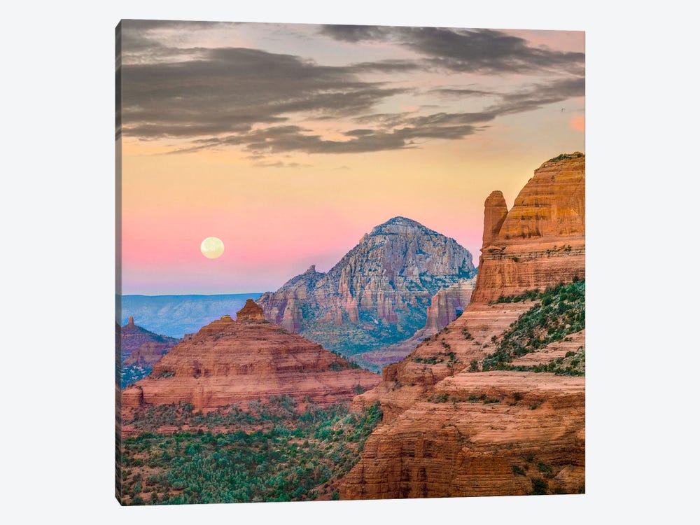 Full Moon Over Schnebly Hill, Arizona, Digital Composite by Tim Fitzharris 1-piece Canvas Artwork