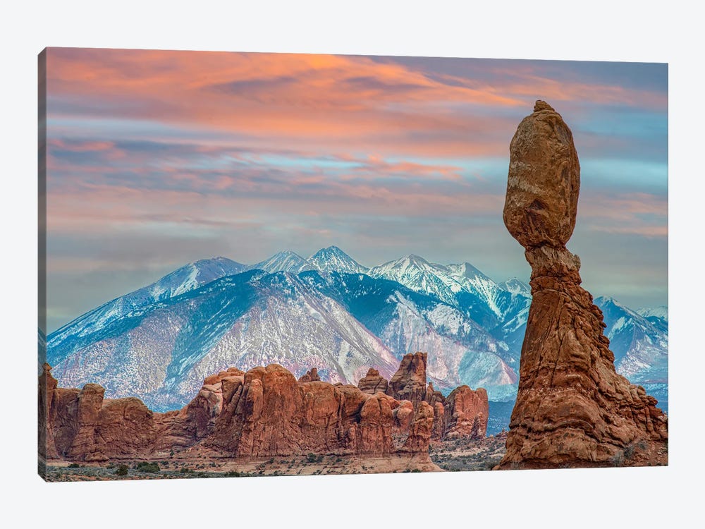 Balanced Rock And La Sal Mountains, Arches National Park, Utah by Tim Fitzharris 1-piece Canvas Art