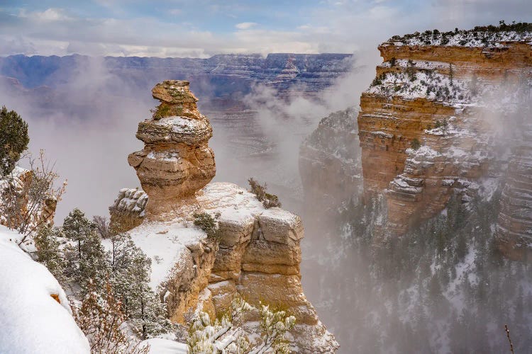 Snow On Duck On A Rock, Grand Canyon National Park, Arizona