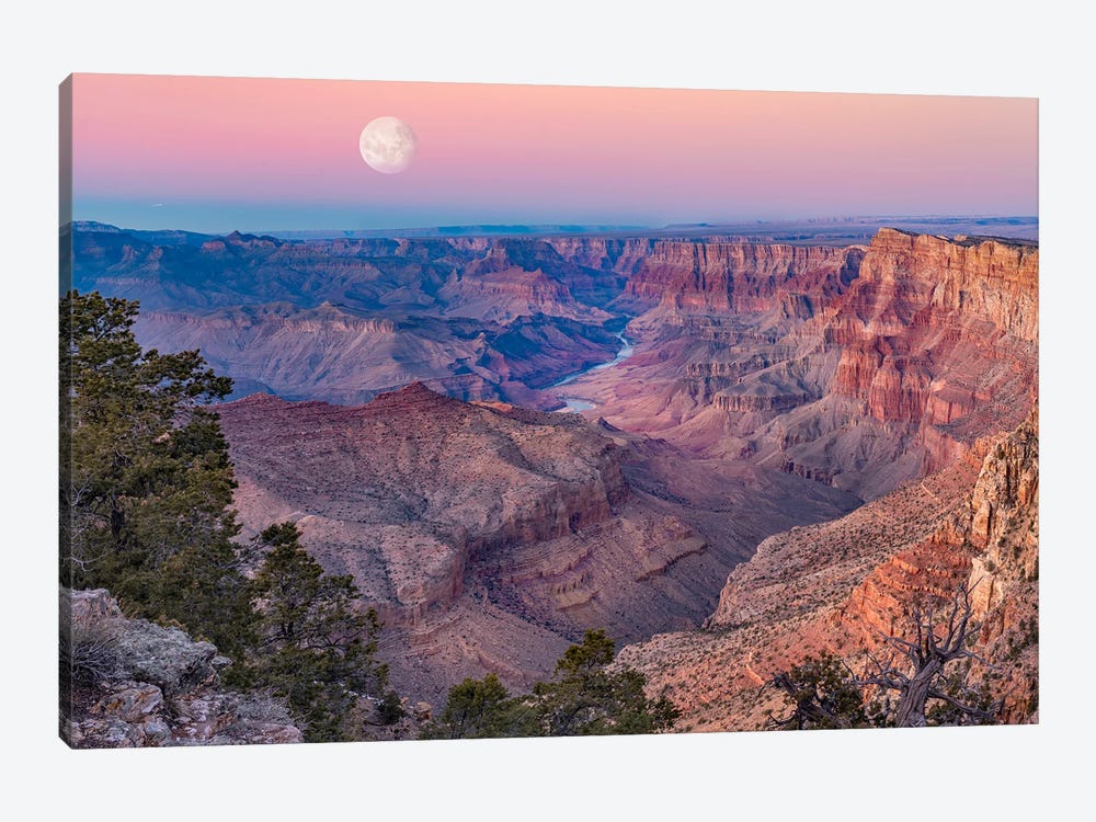 Moonnrise From Navajo Point, Grand Canyon National Park, Arizona, Composite by Tim Fitzharris 1-piece Canvas Print