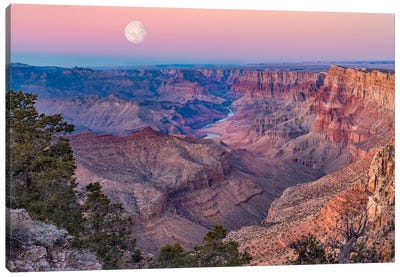 Moonnrise From Navajo Point, Grand Canyon National Park, Arizona, Composite Canvas Art Print - Tim Fitzharris