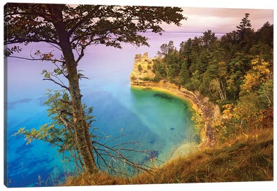 Castle Rock Overlooking Lake Superior, Pictured Rocks National Lakeshore, Michigan Canvas Art Print - Michigan Art