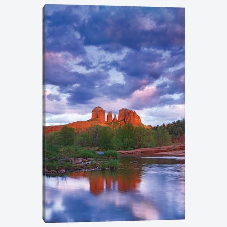 Cathedral Rock Reflected In Oak Creek At Red Rock Crossing, Red Rock State Park Near Sedona, Arizona II Canvas Print #TFI201} by Tim Fitzharris Canvas Wall Art