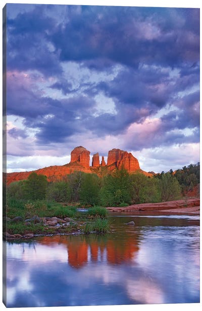 Cathedral Rock Reflected In Oak Creek At Red Rock Crossing, Red Rock State Park Near Sedona, Arizona II Canvas Art Print