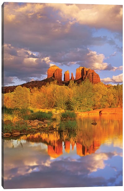 Cathedral Rock Reflected In Oak Creek At Red Rock Crossing, Red Rock State Park Near Sedona, Arizona III Canvas Art Print