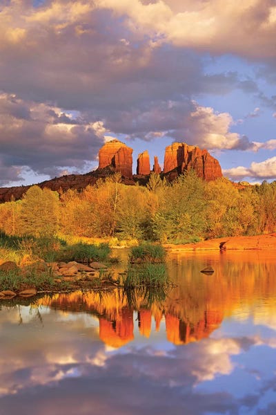 Sedona: Cathedral Rock Reflected In Oak Creek At Red Rock Crossing, Red Rock State Park Near Sedona, Arizona III by Tim Fitzharris