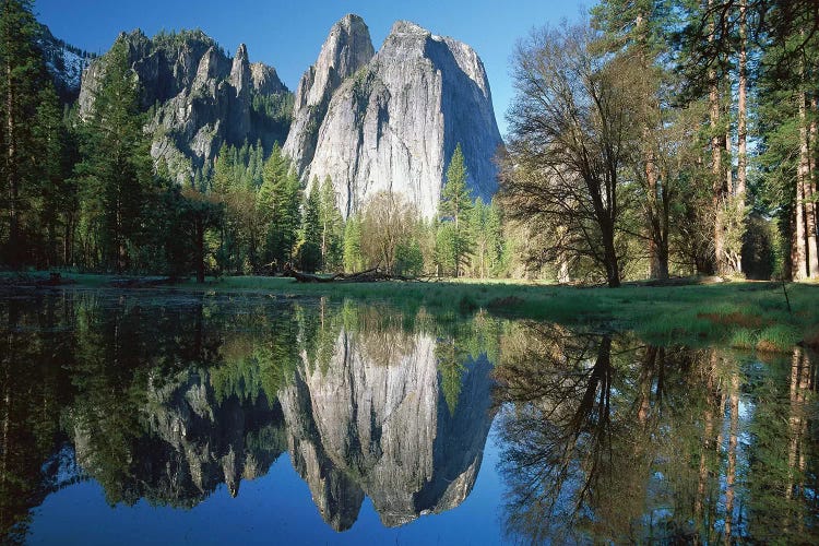 Cathedral Rock Reflected In The Merced River, Yosemite National Park, California I